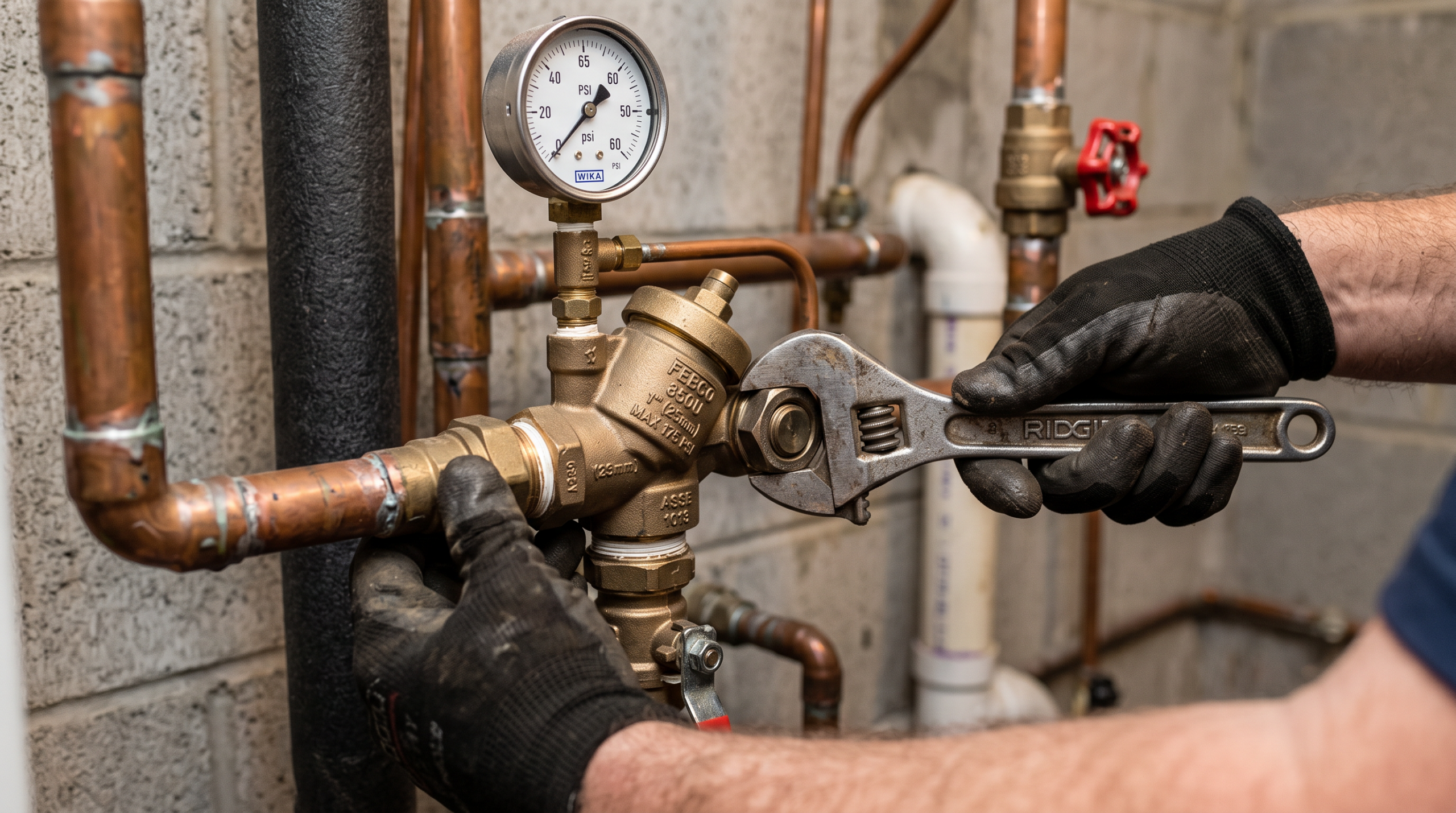 worker-wrenching-pressure-valve-for-water-backflow