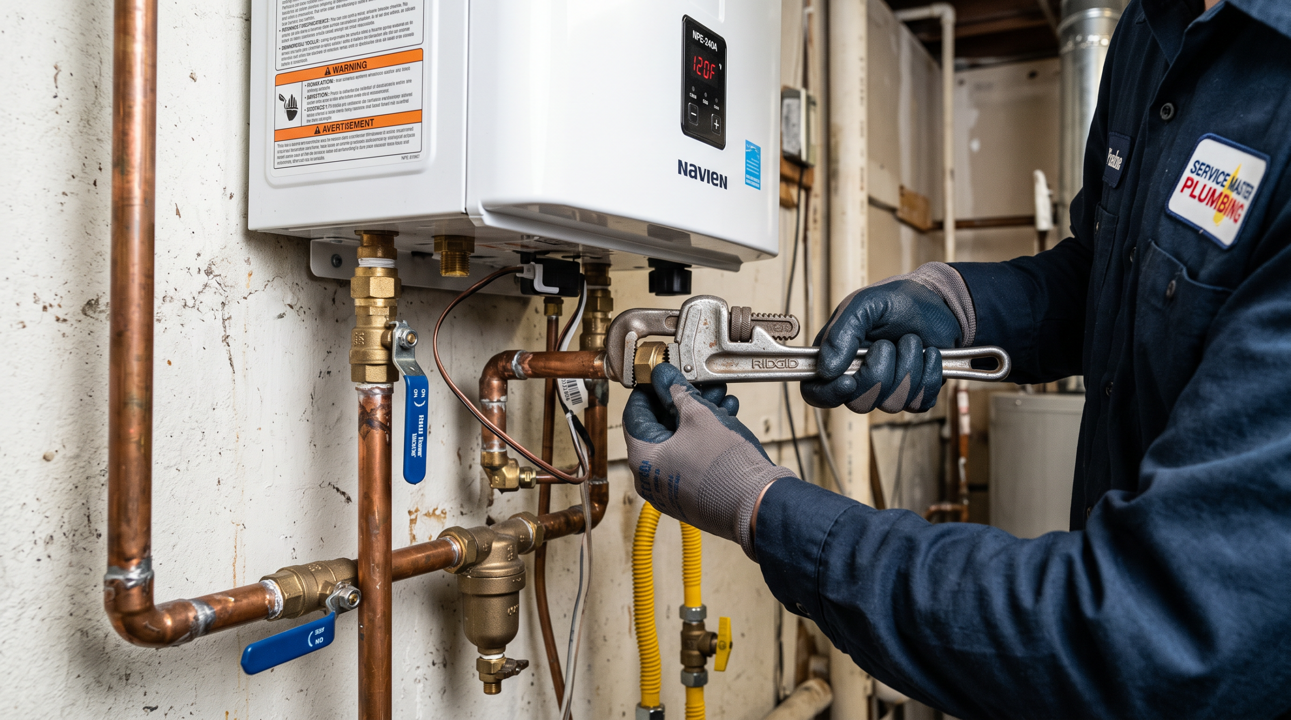 man-working-on-fixing-valve-on-water-heater